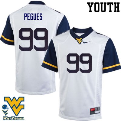 Youth West Virginia Mountaineers NCAA #99 Xavier Pegues White Authentic Nike Stitched College Football Jersey VV15I03CS